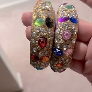 Colorful Gemstone Gold Bangles